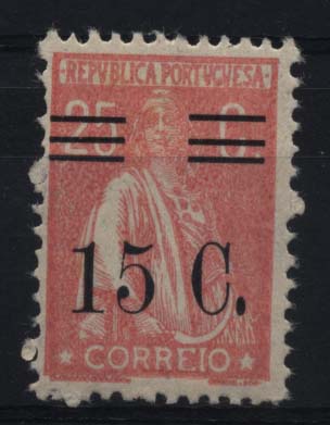 1280.jpg -     Lote:    1280            Portugal       Descrição:         1928/29 &mdash; Ceres com sobretaxa. CE463, 15 s/ 25 C rosa. Selo com barramento tipo X. Não catalogado.        ***       Valor Base:     &euro; 15,00     Valor Venda:     &euro; 16,00     