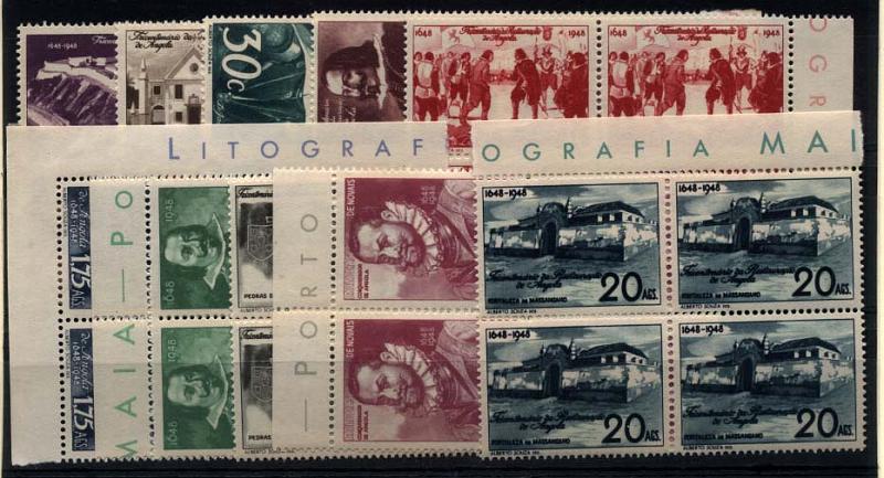 1514.jpg -     Lote:    1514            Angola       Descrição:         1948 &mdash; Tricentenário da Restauração de Angola. CE292/301. Série completa em quadras. Valor de catálogo &euro; 222,90.        ***       Valor Base:     &euro; 40,00     Valor Venda:     &euro; 55,00     
