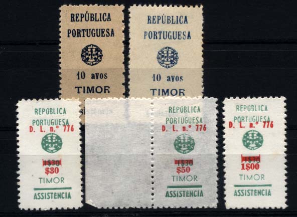 1744.jpg -     Lote:    1744            Timor       Descrição:         1948/69 &mdash; Imposto Postal * Assistência + Assistência com sobretaxa. CE IP11, 10 avos azul (dois tipos de papel) e CE IP18/20, série completa. Valor de catálogo &euro; 47,20.        *       Valor Base:     &euro; 10,00     Valor Venda:     &euro; 22,00     