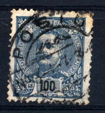 1811.jpg -     Lote:    1811            Portugal       Descrição:         Postos particulares de correio. 1895/96 &mdash; D. Carlos I tipo Mouchon. CE135, 100 reis azul. Selo obliterado com carimbo batido a preto do "POSTO / N.º 3".        O       Valor Base:     &euro; 10,00     Valor Venda:     &euro; 10,00     