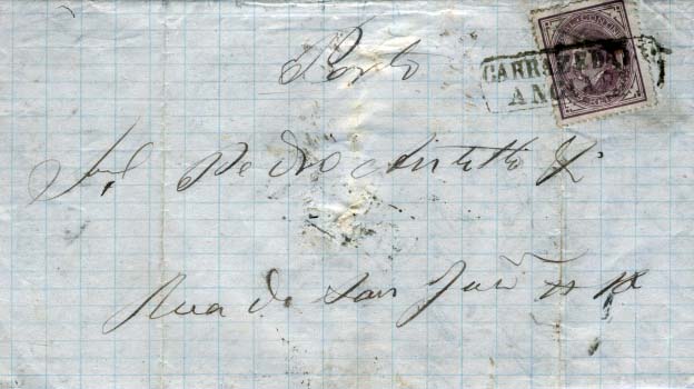 1827.jpg -     Lote:    1827            Portugal       Descrição:         Carimbos nominativos. 1880/81 &mdash; D. Luís I, de perfil. CE54, 25 reis lilás-vermelho em carta circulada de Carrazeda de Ansiães para o Porto (06.12.81). Carimbo batido a preto de "CARRAZEDA DE ANCIÃES".        Carta       Valor Base:     &euro; 40,00     Valor Venda:     &euro; 55,00     
