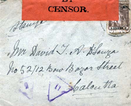 2119.jpg -     Lote:    2119      Lotes pelo Correio      Índia       Descrição:         1913 &mdash; Ceres. CE261, 6 reis castanho, estrelas I/I, sobre carta circulada de Nova Goa para Calcutá (04.04.16). Censurada na Índia Inglesa.        Carta       Valor Base:     &euro; 5,00     Valor Venda:     &euro; 12,00     