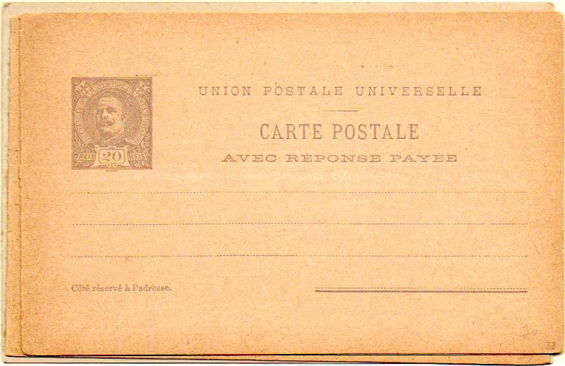 2136.jpg -     Lote:    2136      Lotes pelo Correio      Portugal       Descrição:         1899/1905 &mdash; D. Carlos I tipo Mouchon. Lote de três inteiros novos: OM35, 40+40 reis lilás-castanho e OM27, 20+20 reis castanho-violeta; OM28, 30+30 reis castanho.        IN       Valor Base:     &euro; 12,00     Valor Venda:     Retirado     