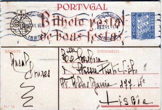 2161.jpg -     Lote:    2161      Lotes pelo Correio      Portugal       Descrição:         1938 &mdash; Boas Festas. Selo Tudo pela Nação. OM88, $25 azul claro. Lote de 2 IPs com os n.ºs 16 e 17.        IC       Valor Base:     &euro; 8,00     Valor Venda:     &euro; 12,00     
