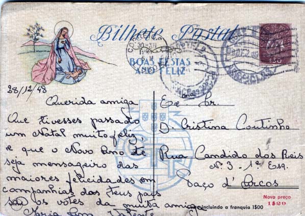 2165.jpg -     Lote:    2165      Lotes pelo Correio      Portugal       Descrição:         1944/47 &mdash; Boas Festas. Selo tipo Caravela. OM103 (77 e 80), 107 (104) e 109 (134). Circulados.        IC       Valor Base:     &euro; 12,00     Valor Venda:     &euro; 28,00     