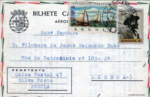 2182.jpg -     Lote:    2182      Lotes pelo Correio      Angola       Descrição:      Angola &mdash;   Lote de dois aerogramas circulados OM38 e OM39 + Telegrama PAX dos CTTU. Lote a ver.        IC       Valor Base:     &euro; 12,00     Valor Venda:     &euro; 12,00     