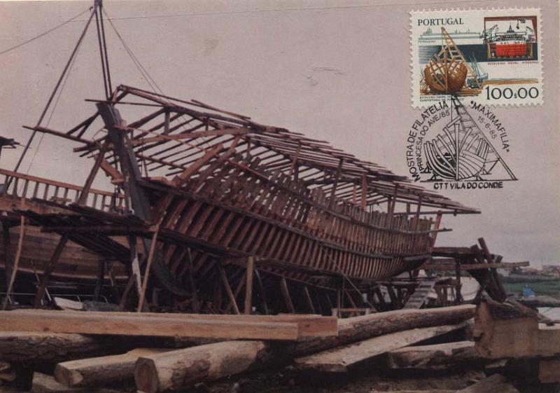2212.jpg -     Lote:    2212      Lotes pelo Correio             Descrição:         Estaleiro Naval * Instrumentos do Trabalho. Postal ilustrado concordante com selos de 100$00 CE1378, obliterados com carimbo comemorativo de Vila do Conde (15.06.85).        PM       Valor Base:     &euro; 6,00     Valor Venda:     &euro; 6,00     