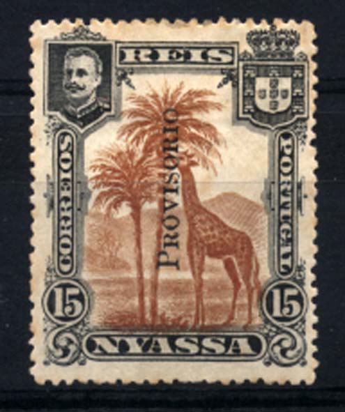 0029.jpg -     Lote:    29      Colecção Império      Companhia do Niassa       Descrição:         1903 &mdash; D. Carlos I. Selos de 1901 com sobrecarga PROVISÓRIO, tipografada localmente a preto. CE48, 15 reis castanho amarelo. Valor de catálogo &euro; 280,00.         **       Valor Base:     &euro; 75,00     Valor Venda:     &euro; 120,00     