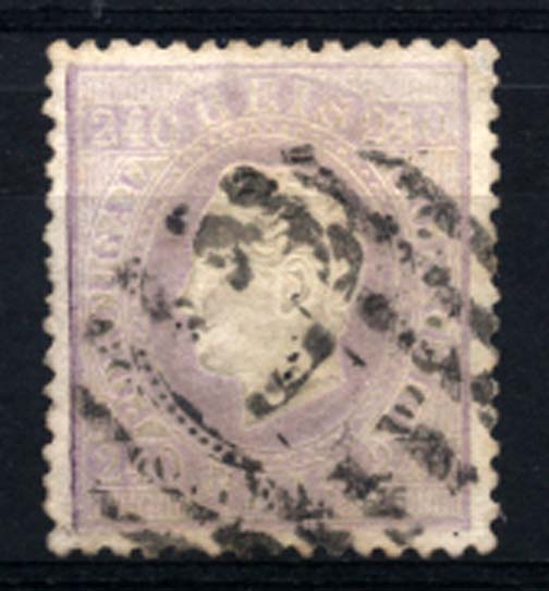 0208.jpg -     Lote:    208      Colecção Cascais II      D. Luís I, fita direita       Descrição:         1870/76 &mdash; D. Luís I, fita direita. CE46, 240 reis lilás, papel liso, denteado 12 &frac12;. Valor de catálogo &euro; 1.830,00. MB         O       Valor Base:     &euro; 225,00     Valor Venda:     Retirado     