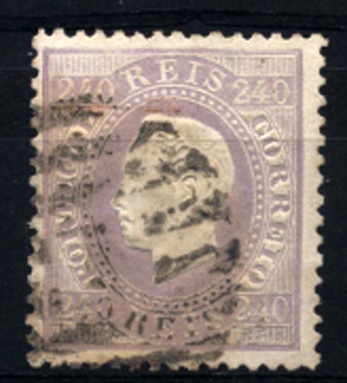 0209.jpg -     Lote:    209      Colecção Cascais II      D. Luís I, fita direita       Descrição:         1870/76 &mdash; D. Luís I, fita direita. CE46, 240 reis lilás, papel liso, denteado 12 &frac12;. Valor de catálogo &euro; 1.830,00. MB         O       Valor Base:     &euro; 225,00     Valor Venda:     &euro; 225,00     