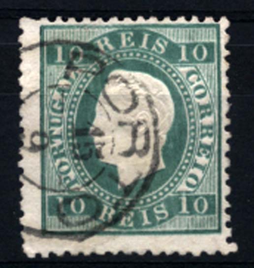 0215.jpg -     Lote:    215      Colecção Cascais II      D. Luís I, fita direita       Descrição:         1879/80 &mdash; D. Luís I, fita direita. Novas cores. CE49, 10 reis verde azul, papel liso, denteado 12 &frac12;. Valor de catálogo &euro; 408,00         O       Valor Base:     &euro; 60,00     Valor Venda:     &euro; 60,00     