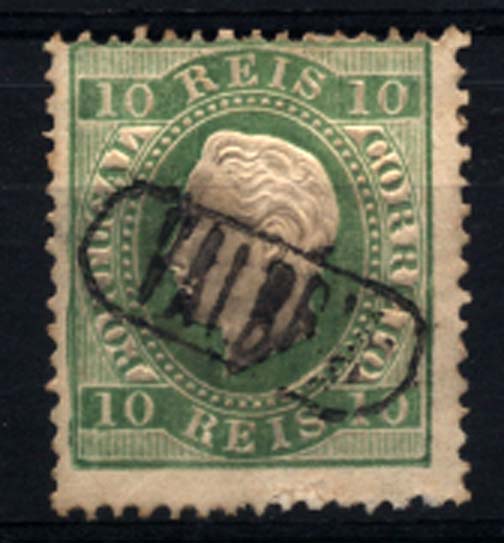 0217.jpg -     Lote:    217      Colecção Cascais II      D. Luís I, fita direita       Descrição:         1879/80 &mdash; D. Luís I, fita direita. Novas cores. CE49, 10 reis verde amarelo, papel liso, denteado 12 &frac12;. Selo obliterado com carimbo nominativo batido a preto "VALBOM". MB e MR.         O       Valor Base:     &euro; 30,00     Valor Venda:     &euro; 30,00     