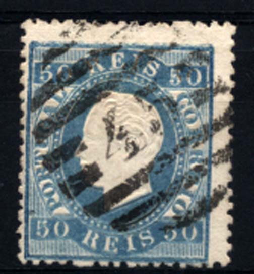 0218.jpg -     Lote:    218      Colecção Cascais II      D. Luís I, fita direita       Descrição:         1879/80 &mdash; D. Luís I, fita direita. Novas cores. CE50, 50 reis azul, papel liso, denteado 13 &frac12;, obliterado com carimbo numérico da 2.ª reforma "45 - FUNCHAL".         O       Valor Base:     &euro; 20,00     Valor Venda:     &euro; 42,00     