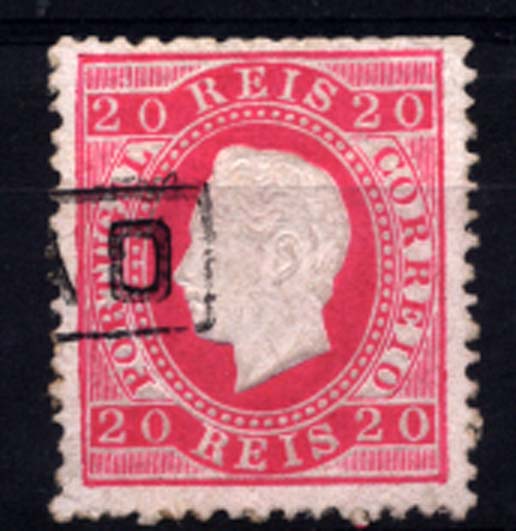 0224.jpg -     Lote:    224      Colecção Cascais II      D. Luís I, fita direita       Descrição:         1879/80 &mdash; D. Luís I, fita direita. Nova cor e valor. CE66, 20 reis carmim rosa, papel porcelana, denteado 12 &frac12;, obliterado com carimbo nominativo batido a preto "MAÇÃO".          O       Valor Base:     &euro; 20,00     Valor Venda:     Retirado     