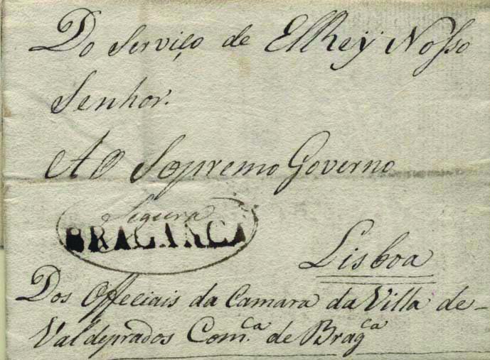 0260.jpg -     Lote:    260            Portugal        Descrição:      Bragança / Segura   &mdash; A sépia, GM BGC1 + SEGURA manuscrita a sépia, em carta datada de Valprados (02.03.21) para Lisboa, isenta de porte. MB e MR.        Carta       Valor Base:     &euro; 600,00     Valor Venda:     &euro; 600,00     