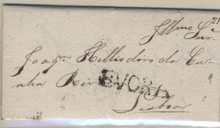 0284.jpg -     Lote:    284            Portugal        Descrição:      Évora   &mdash; A preto, GM EVR3 em carta datada de Évora (23.12.??) para Lisboa (23.12.??) com o porte de 35 reis manuscrito a sépia.        Carta       Valor Base:     &euro; 20,00     Valor Venda:     Retirado     