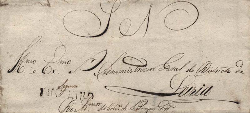 0288.jpg -     Lote:    288            Portugal        Descrição:      Figueiró / Segura   &mdash; Segura manuscrita a sépia + GM FVN1 a sépia, em carta datada de Pedrógão Grande (02.01.1839) para Leiria, isenta de porte. MB e MR.        Carta       Valor Base:     &euro; 250,00     Valor Venda:     Retirado     
