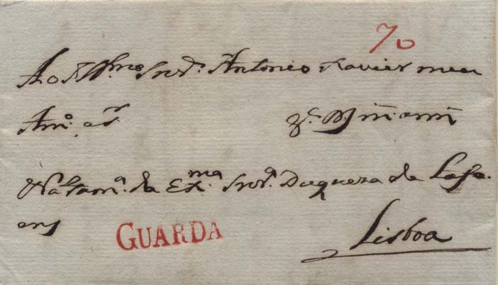 0291.jpg -     Lote:    291            Portugal        Descrição:      Guarda   &mdash; A vermelho, GM GRD2 em carta datada de Parmelo (04.12.46) para Lisboa, com o porte manuscrito a vermelho de 70 reis. MB.        Carta       Valor Base:     &euro; 30,00     Valor Venda:     &euro; 110,00     