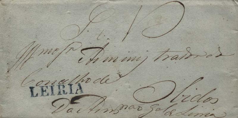 0304.jpg -     Lote:    304            Portugal        Descrição:      Leiria   &mdash; A verde, GM LRA4 em carta datada de Leiria (20.08.38) para a Óbidos, isenta de porte. MB.        Carta       Valor Base:     &euro; 20,00     Valor Venda:     Retirado     