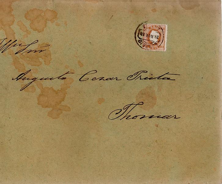 0422.jpg -     Lote:    422            Portugal        Descrição:         1870/76 &mdash; D. Luís I, fita direita. CE38, 15 reis castanho, denteado 12 &frac12;, papel porcelana sobre impresso (Alegação final por parte da firma Marino & Araújo na acção que lhe move a Companhia de Papel do Prado) circulado de Lisboa (20.11.88) para Tomar.        IMP       Valor Base:     &euro; 20,00     Valor Venda:     Retirado     