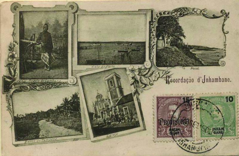 0541.jpg -     Lote:    541            Inhambane       Descrição:         1902/03 &mdash; D. Carlos I + D. Carlos I com sobrecarga "PROVISÓRIO". Postal ilustrado "Recordação d'Inhambane (MB) circulado de Inhambane (26.09.03) para a Escócia com trânsito por L. Marques (29.09.03) com selo de 10 reis verde de Inhambane CE17 e 15 reis castanho de Moçambique CE90. MB.        IP       Valor Base:     &euro; 15,00     Valor Venda:     &euro; 30,00     