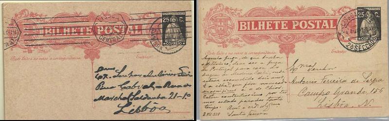 0660.jpg -     Lote:    660            Portugal       Descrição:         1928 &mdash; Ceres. Gravura Júlio Alves. OM78, 25C preto. Lote de cinco inteiros circulados, com tonalidades de cor e cartolina. Lote a ver.        IC       Valor Base:     &euro; 8,00     Valor Venda:     &euro; 12,00     