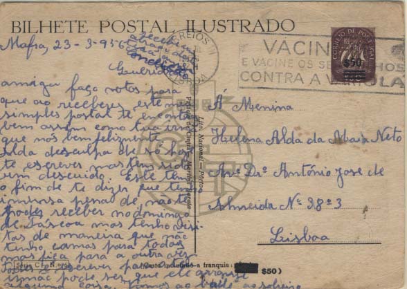 0685.jpg -     Lote:    685            Portugal       Descrição:         1953 &mdash; Série C. Selo tipo Caravela, com sobretaxa. OM128 n.º 6 (Palácio de Sintra, $50 s/ $30 castanho. Circulado em Lisboa (23.03.56).        IC       Valor Base:     &euro; 8,00     Valor Venda:     &euro; 10,00     