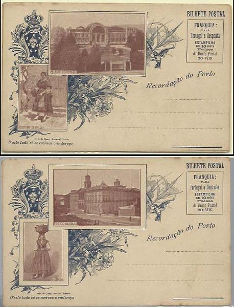 0780.jpg -     Lote:    780                   Descrição:         Recordação do Porto. Dois postais ilustrados: um com o Palácio de Cristal + Costume de Braga e outro com Edifício da Bolsa + Vendedeira. MB.        PI       Valor Base:     &euro; 12,00     Valor Venda:     Retirado     