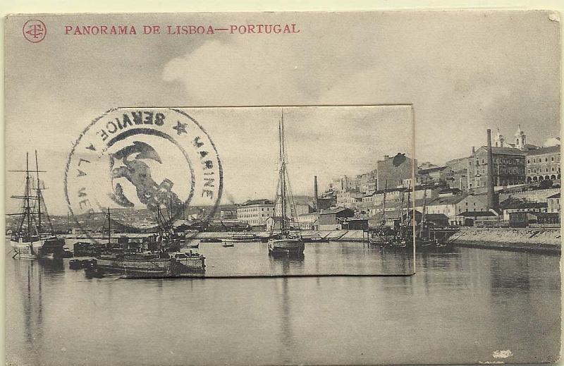 0784.jpg -     Lote:    784                   Descrição:         Panorama de Lisboa &mdash; Portugal. Inteiro com fólio contendo doze imagens de monumentos e locais de Lisboa a preto e branco. Circulado com carimbo batido a preto da frota francesa estacionada em Lisboa "MARINE FRANCAISE / SERVICE A LA MER"        PI       Valor Base:     &euro; 25,00     Valor Venda:     Retirado     