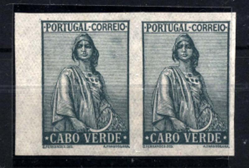 1047.jpg -     Lote:    1047            Cabo Verde       Descrição:         1934 &mdash; Ceres. CE204, 30C verde escuro. Par horizontal não denteado, bordo de folha, sem impressão da taxa.         PRV       Valor Base:     &euro; 10,00     Valor Venda:     &euro; 10,00     