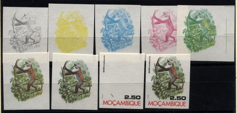1074.jpg -     Lote:    1074            Palops       Descrição:      Moçambique * Palop's.   1976 &mdash; Fauna. CE48, 2$50. Lote de 9 provas progressivas em distintas cores do centro e da moldura.        PRV       Valor Base:     &euro; 20,00     Valor Venda:     Retirado     