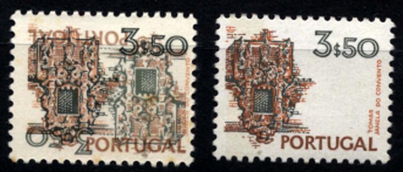 1092.jpg -     Lote:    1092            Portugal       Descrição:         1972/74 &mdash; Paisagens e Monumentos. CE1135, 3$50, sem data e sem fósforo (1978) com dupla impressão no verso, uma delas invertida. MB e MR.        ***       Valor Base:     &euro; 15,00     Valor Venda:     &euro; 29,00     