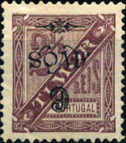 1115.jpg -     Lote:    1115            Angola       Descrição:         1902 &mdash; D. Carlos, com sobretaxa. CE88, 6 avos s/ 2 &frac12; reis castanho, denteado 11 &frac12;. Selo com a sobretaxa invertida. MR.        *       Valor Base:     &euro; 30,00     Valor Venda:     &euro; 70,00     