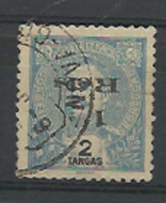 1125.jpg -     Lote:    1125            Índia       Descrição:         1901 &mdash; D. Carlos I tipo Mouchon, com sobretaxa. CE166, 1 &frac12; s/ 2T azul. Selo com sobretaxa invertida. Ligeiros defeitos no selo. Lote a ver. MR. Valor de catálogo &euro; 200,00.        O       Valor Base:     &euro; 100,00     Valor Venda:     Retirado     