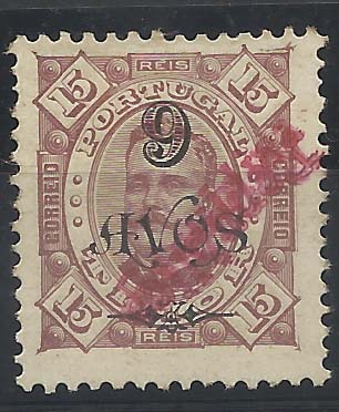 1228.jpg -     Lote:    1228            Timor       Descrição:         1913 &mdash; D. Carlos I tipo Diogo Neto, com sobretaxa de 1902 e sobrecarga REPUBLICA local. CE140, 9 avos s/ 15 reis castanho. Selo com dupla sobrecarga invertida.        *       Valor Base:     &euro; 30,00     Valor Venda:     &euro; 46,00     