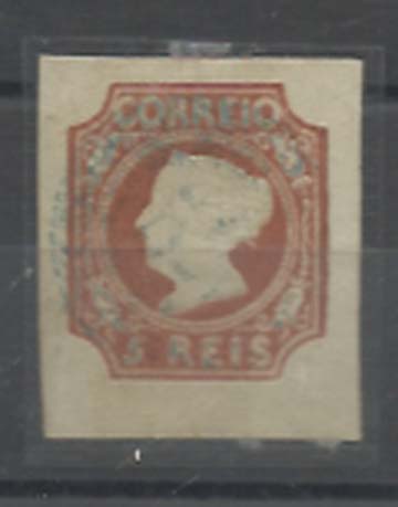 1234.jpg -     Lote:    1234            Portugal       Descrição:         1853 &mdash; D. Maria II. CE1, 5 reis castanho avermelhado, cunho I, bordo de folha com as restantes três margens largas. Exemplar bonito. Valor de catálogo &euro; 1.570,00.        O       Valor Base:     &euro; 350,00     Valor Venda:     Retirado     
