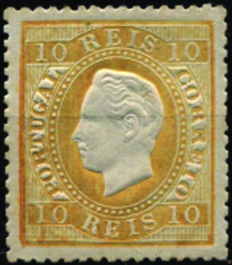 1268.jpg -     Lote:    1268            Portugal       Descrição:         1870/76 &mdash; D. Luís I. Fita direita. CE37, 10 reis amarelo, denteado 13 &frac12;, papel liso. Valor de catálogo &euro; 161,00.        **       Valor Base:     &euro; 25,00     Valor Venda:     Retirado     