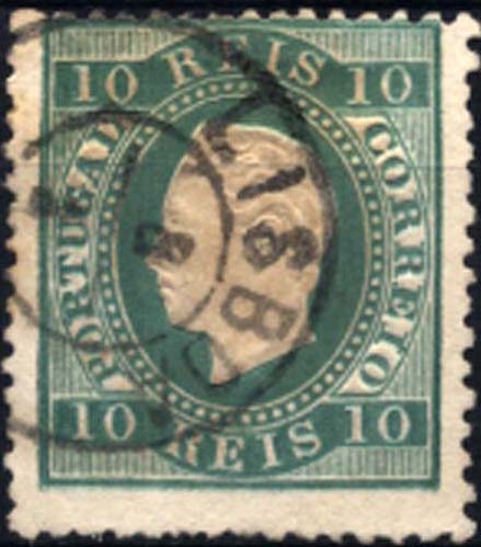 1281.jpg -     Lote:    1281            Portugal       Descrição:         1879/80 &mdash; D. Luís I, fita direita. Novas cores. CE49, 10 reis verde azul, denteado 12 &frac12;. Valor de catálogo &euro; 396,00.        O       Valor Base:     &euro; 40,00     Valor Venda:     Retirado     