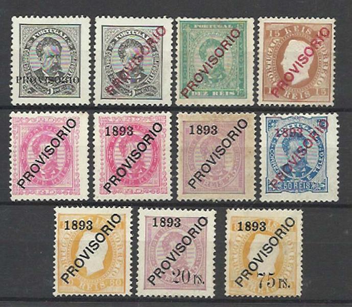 1295.jpg -     Lote:    1295            Portugal       Descrição:         1892/93 &mdash; D. Luís I. Sobrecargas "PROVISÓRIO". CE80, 82/85, 91/95 e 97. CE80 sem goma, restantes regomados. Valor de catálogo como usado &euro; 1.055,00.        RG***       Valor Base:     &euro; 100,00     Valor Venda:     Retirado     