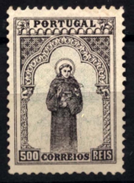 1305.jpg -     Lote:    1305            Portugal       Descrição:         1895 &mdash; 7.º Centenário do Nascimento de S. António. CE124, 500 reis castanho e verde. Valor de catálogo &euro; 723,00.        RG**       Valor Base:     &euro; 75,00     Valor Venda:     &euro; 180,00     