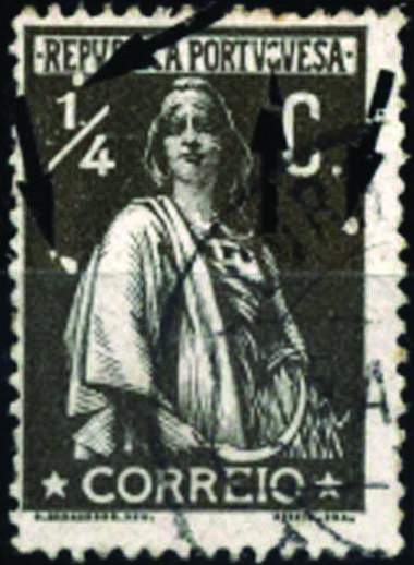 1311.jpg -     Lote:    1311            Portugal       Descrição:         1912 &mdash; Ceres. CE206, &frac14; c sépia, papel porcelana ordinário, denteado 15x14. Selo com variedade de cliché MM XIV. Muito rara.        O       Valor Base:     &euro; 20,00     Valor Venda:     &euro; 46,00     
