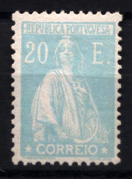 1326.jpg -     Lote:    1326            Portugal       Descrição:         1924/26 &mdash; Ceres. Novas cores e valores. CE298, 20E azul turquesa. Valor de catálogo &euro; 597,00.        **       Valor Base:     &euro; 90,00     Valor Venda:     &euro; 140,00     