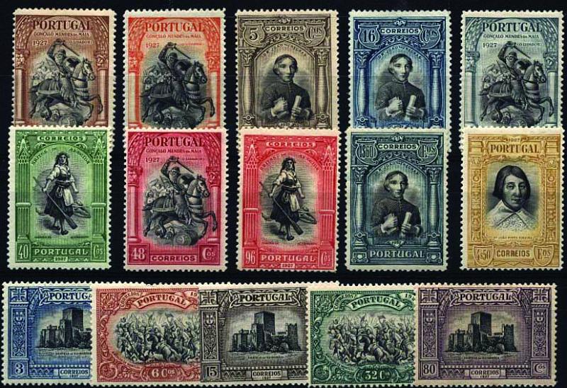 1329.jpg -     Lote:    1329            Portugal       Descrição:         1927 &mdash; Independência de Portugal * 2.ª emissão. CE420/434. Série completa. Valor de catálogo &euro; 140,00.        **       Valor Base:     &euro; 20,00     Valor Venda:     &euro; 25,00     