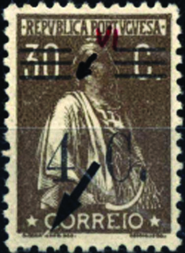 1333.jpg -     Lote:    1333            Portugal       Descrição:         1928/29 &mdash; Ceres, com sobretaxa. CE452, 4c s/ 30c castanho claro, denteado 12x11 &frac12;. Selo com variedade de cliché MM XLVII e barramento tipo VI. Valor de catálogo &euro; 63,00.        ***       Valor Base:     &euro; 18,00     Valor Venda:     &euro; 24,00     