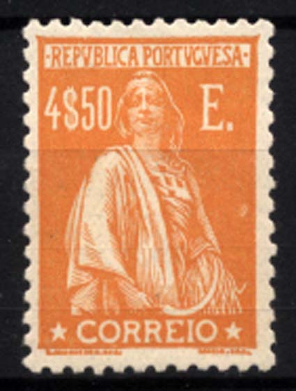 1344.jpg -     Lote:    1344            Portugal       Descrição:         1930 &mdash; Ceres. Gravura retocada. CE512, 4$50 amarelo laranja. Novo. Valor de catálogo &euro; 88,90.        **       Valor Base:     &euro; 12,00     Valor Venda:     &euro; 18,00     