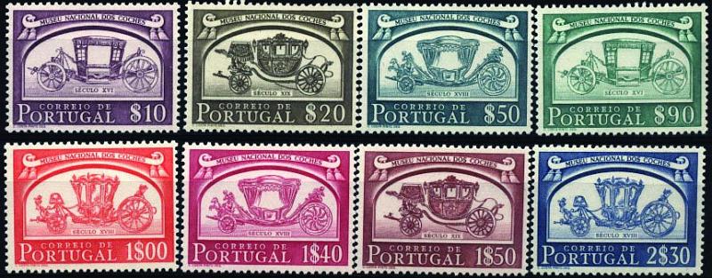 1361.jpg -     Lote:    1361            Portugal       Descrição:         1952 &mdash; Museu Nacional dos Coches. CE741/748. Série completa. Valor de catálogo &euro; 50,00.        ***       Valor Base:     &euro; 10,00     Valor Venda:     &euro; 12,00     