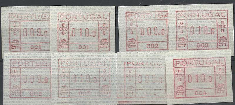 1396.jpg -     Lote:    1396            Portugal       Descrição:         1981 &mdash; Correios e Telecomunicações de Portugal. Máquina FRAMA. CE ETQ1. Valores de 1982. Lote composto por 4 séries das máquinas 001, 002, 003 e 004. Valor de catálogo &euro; 260,00.        ETQ       Valor Base:     &euro; 25,00     Valor Venda:     Retirado     
