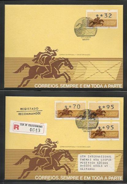 1399.jpg -     Lote:    1399            Portugal       Descrição:         1990 &mdash; Correios, sempre e em toda a parte. CE ETQ2. Álbum Leuchturm com 73 sobrescritos circulados e FDCs, registos, circulações internacionais, etc. Lote a ver.        Lote       Valor Base:     &euro; 100,00     Valor Venda:     &euro; 100,00     