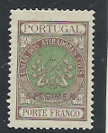 1453.jpg -     Lote:    1453            Portugal       Descrição:         1899 &mdash; Porte Franco. União dos Atiradores Civis Portugueses. CE UACP2, castanho e verde. Selo com a sobrecarga a preto "SPECIMEN", distribuídos com as reimpressões de 1905.        **       Valor Base:     &euro; 8,00     Valor Venda:     Retirado     