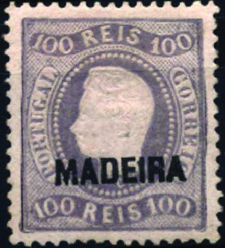 1473.jpg -     Lote:    1473            Madeira       Descrição:         1868/70 &mdash; D. Luís I. Fita curva, denteados. Selos do Continente com sobrecarga MADEIRA. CE11, 100 reis lilás malva. Valor de catálogo &euro; 310,00.        RG***       Valor Base:     &euro; 40,00     Valor Venda:     &euro; 40,00     